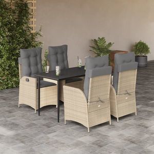 vidaXL Set mobilier de grădină cu perne, 5 piese, bej, poliratan imagine
