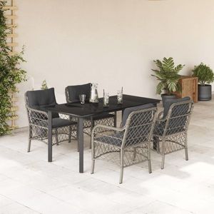 vidaXL Set mobilier de grădină cu perne, 5 piese gri deschis poliratan imagine