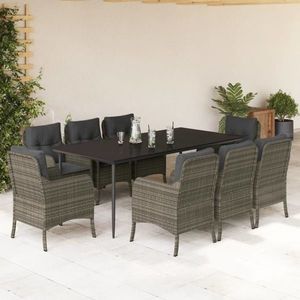 vidaXL Set mobilier grădină cu perne, 9 piese, gri, poliratan imagine