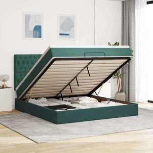 vidaXL Cadru de pat otoman cu saltele Verde închis 160x200cm catifea imagine
