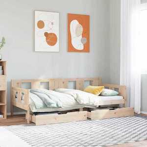 vidaXL Pat de zi cu sertare, 90x190 cm, lemn masiv de pin imagine