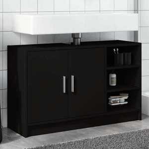 vidaXL Dulap de chiuvetă, negru, 90x29x55 cm, lemn prelucrat imagine
