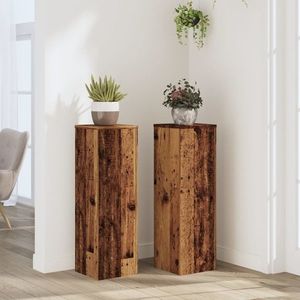 vidaXL Suporturi de plante 2 buc. lemn vechi 25x25x80cm lemn prelucrat imagine