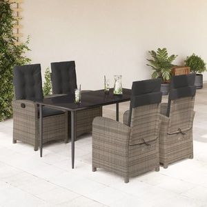 vidaXL Set mobilier de grădină cu perne, 5 piese, gri, poliratan imagine
