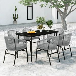 vidaXL Set mobilier de grădină, 7 piese, gri imagine