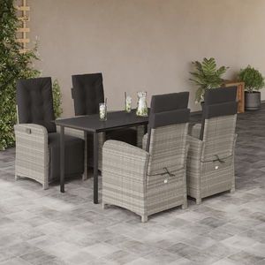 vidaXL Set mobilier de grădină cu perne, 5 piese gri deschis poliratan imagine