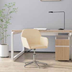 vidaXL Scaun de birou pivotant, crem, material textil imagine