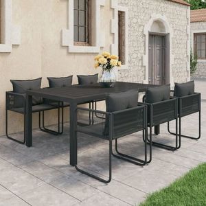 vidaXL Set mobilier masă de grădină, 7 piese, negru, ratan PVC imagine