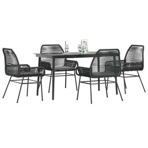 vidaXL Set de sufragerie de grădină 5 piese neagră Sticlă Poly Rattan imagine