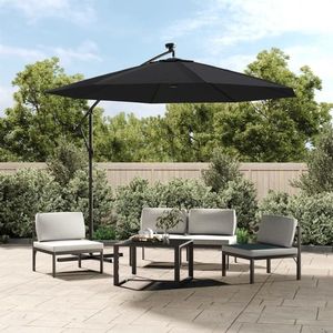 vidaXL Umbrelă în consolă cu LED și stâlp din oțel, negru, 300 cm imagine