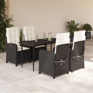 vidaXL Set mobilier de grădină cu perne, 5 piese, negru, poliratan imagine