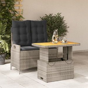vidaXL Set mobilier de grădină cu perne, 2 piese, gri, poliratan imagine