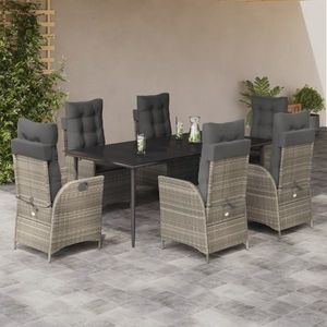 vidaXL Set mobilier de grădină cu perne, 7 piese gri deschis poliratan imagine