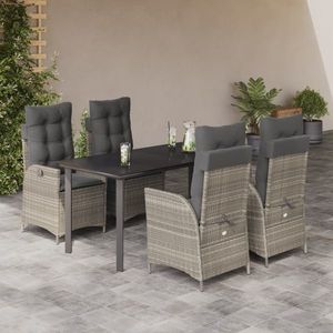 vidaXL Set mobilier de grădină cu perne, 5 piese gri deschis poliratan imagine