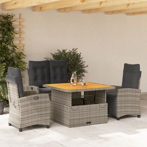 vidaXL Set mobilier de grădină cu perne, 4 piese, gri, poliratan imagine