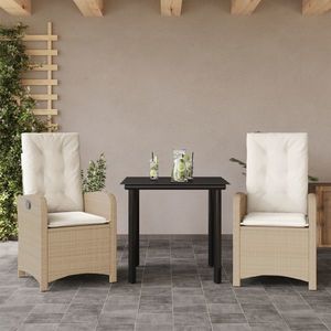 vidaXL Set mobilier de grădină cu perne, 3 piese, bej, poliratan imagine