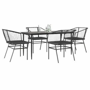 vidaXL Set de sufragerie de grădină 5 piese neagră Sticlă Poly Rattan imagine