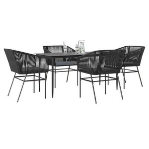 vidaXL Set de sufragerie de grădină 5 piese neagră Sticlă Poly Rattan imagine