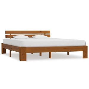 vidaXL Cadru de pat cu tăblie, maro miere, 160x200 cm, lemn masiv pin imagine