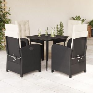 vidaXL Set mobilier de grădină cu perne, 5 piese, negru, poliratan imagine
