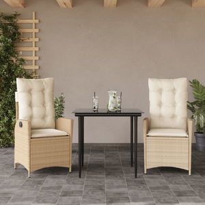 vidaXL Set mobilier de grădină cu perne, 3 piese, bej, poliratan imagine