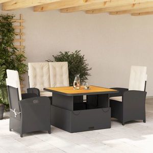 vidaXL Set mobilier de grădină cu perne, 4 piese, negru, poliratan imagine