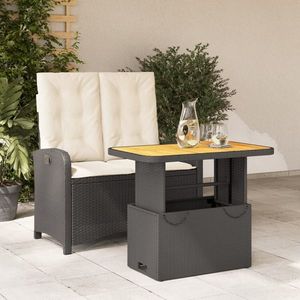 vidaXL Set mobilier de grădină cu perne, 2 piese, negru, poliratan imagine