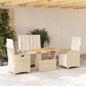 vidaXL Set canapele de grădină, 4 piese, cu perne, bej, poliratan imagine