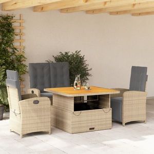 vidaXL Set canapele de grădină, 4 piese, cu perne, bej, poliratan imagine