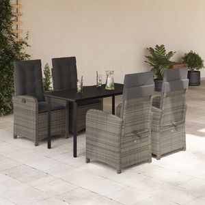 vidaXL Set mobilier de grădină cu perne, 5 piese, gri, poliratan imagine