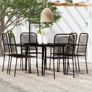 vidaXL Set de servit masa pentru grădină, 7 piese, negru imagine