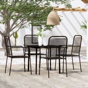 vidaXL Set de servit masa pentru grădină, 5 piese, negru imagine