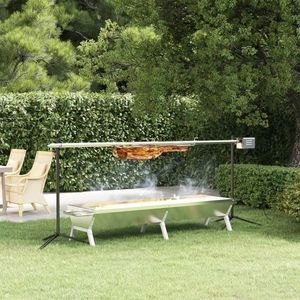 vidaXL Tavă pentru grătar, argintiu, 158x42x31 cm, oțel inoxidabil imagine