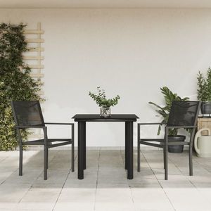 vidaXL Set mobilier de grădină, 3 piese, negru, textilenă și oțel imagine