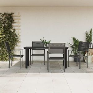 vidaXL Set mobilier de grădină, 5 piese, negru, oțel și textilenă imagine