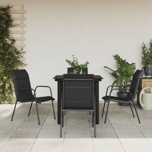 vidaXL Set mobilier de grădină, 5 piese, negru, oțel și textilenă imagine