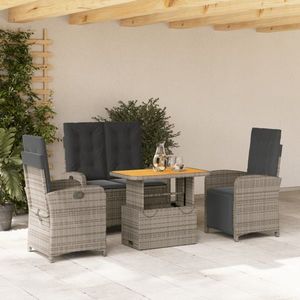 vidaXL Set mobilier de grădină cu perne, 4 piese, gri, poliratan imagine