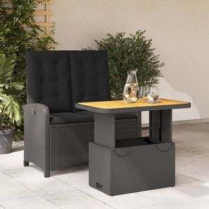 vidaXL Set mobilier de grădină cu perne, 2 piese, negru, poliratan imagine