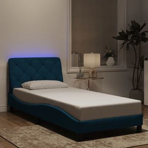 vidaXL Cadru de pat cu lumini LED, albastru, 80x200 cm, catifea imagine