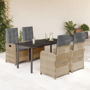 vidaXL Set mobilier pentru grădină, 5 piese, cu perne, bej, poliratan imagine