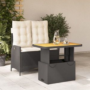 vidaXL Set mobilier de grădină cu perne, 2 piese, negru, poliratan imagine