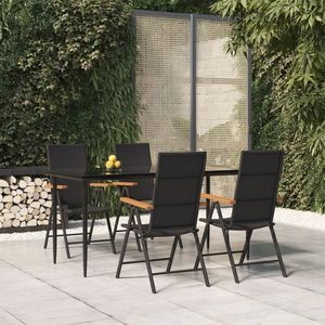 vidaXL Set mobilier de grădină, 5 piese, negru și maro, poliratan imagine