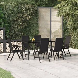 vidaXL Set mobilier de grădină, 7 piese, negru, poliratan imagine