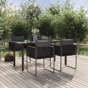 vidaXL Set de servit masa pentru grădină, 5 piese, negru imagine