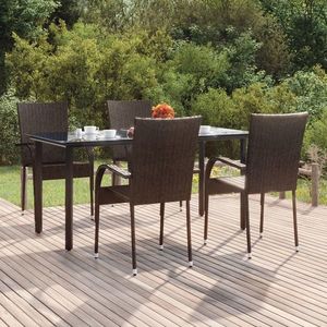 vidaXL Set mobilier de grădină, 5 piese, maro, poliratan imagine