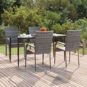 vidaXL Set mobilier de grădină, 5 piese, gri, poliratan imagine