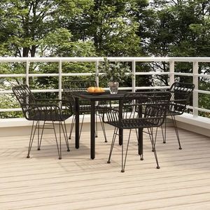 vidaXL Set mobilier de grădină, 5 piese, negru, poliratan imagine