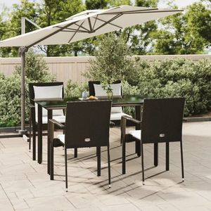 vidaXL Set mobilier de grădină cu perne, 5 piese, negru, poliratan imagine