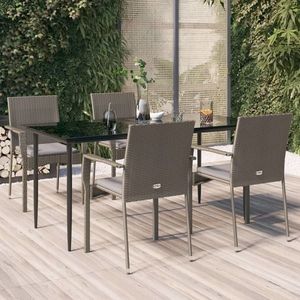 vidaXL Set mobilier grădină cu perne, 5 piese, negru și gri, poliratan imagine