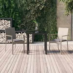 vidaXL Set mobilier de grădină cu perne, 3 piese, negru/gri, poliratan imagine